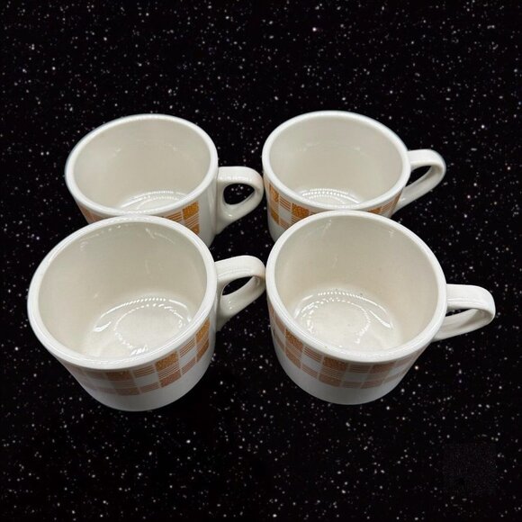 SHENANGO CHINA NEW CASTLE Mug Set Ceramic USA Yellow White 2.5”T 3.25”W Set 4 - Picture 4 of 16